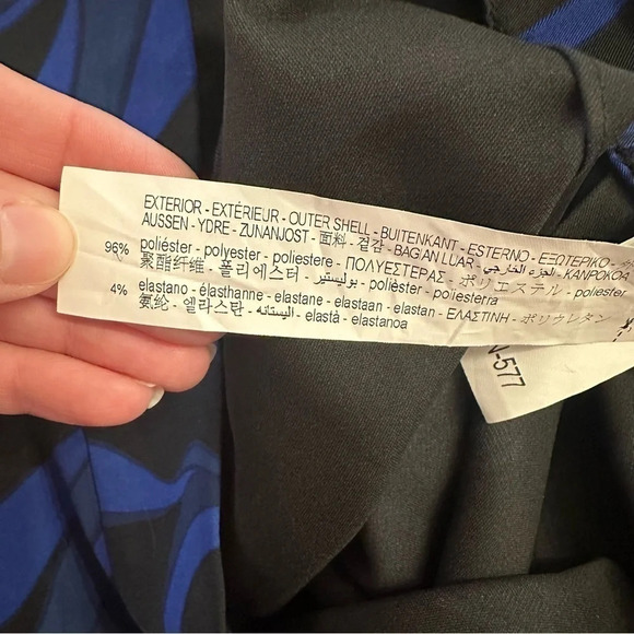 Zara Black and Blue Printed Gathered Midi Skirt with Side Slit Size XL NWT - Picture 9 of 10